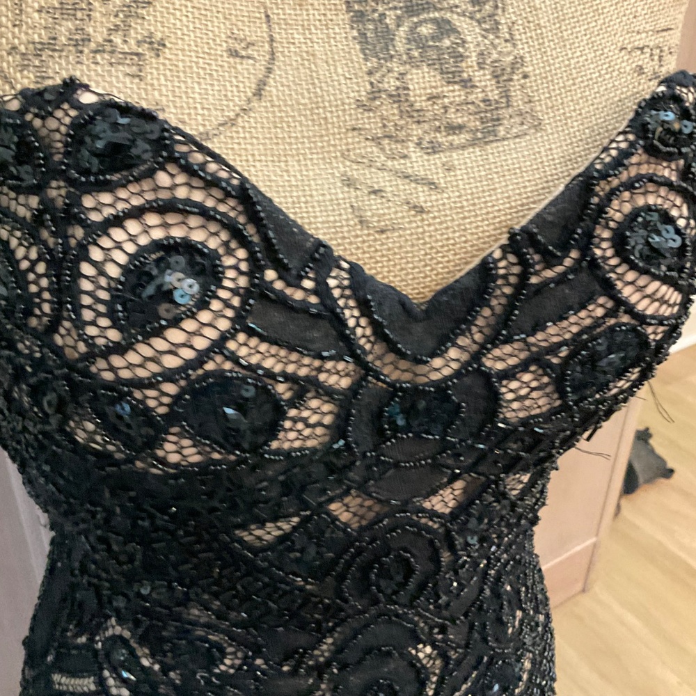 Jovani Corset Beaded Lace Black Mini Dress Prom formal size 2 - Picture 7 of 14
